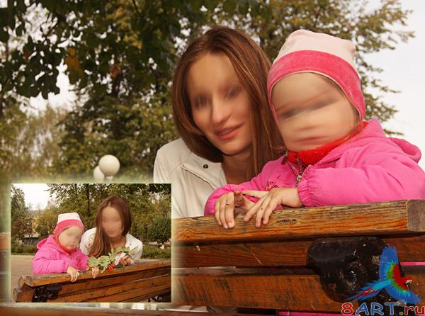 Mom and daughter on the street -     