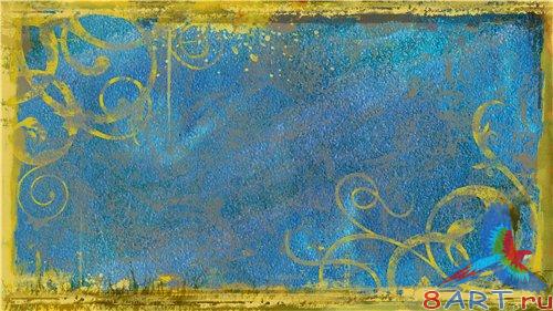 PSD - Gold Drawing Floral Frame