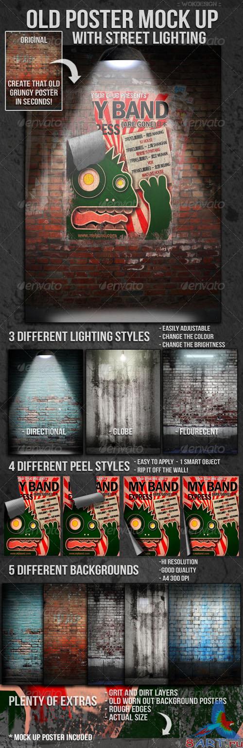 GraphicRiver - Old Poster Mock Up with Street Lighting 1566026