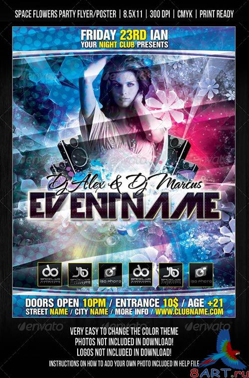 GraphicRiver Night Club Space Flowers Party Flyer/Poster