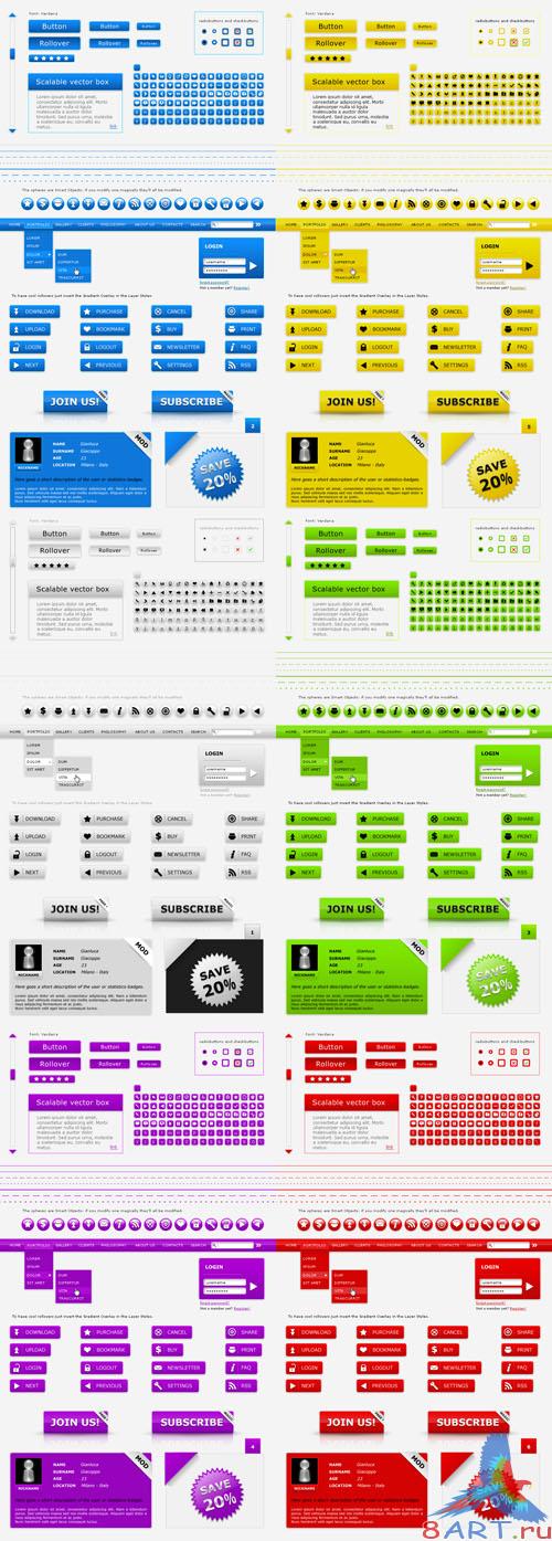 Collection Web kit interface layout PSD pack