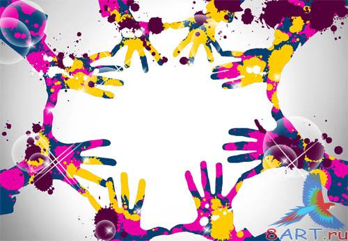 PSD - Colorful Hands Template
