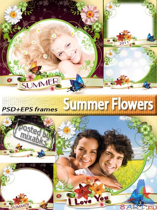 Цветочные летние рамки (PSD + EPS) Цветочные летние рамки (PSD + EPS)