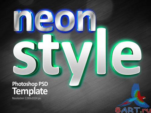 PSD Template - Neon light text style PSD Template - Neon light text style