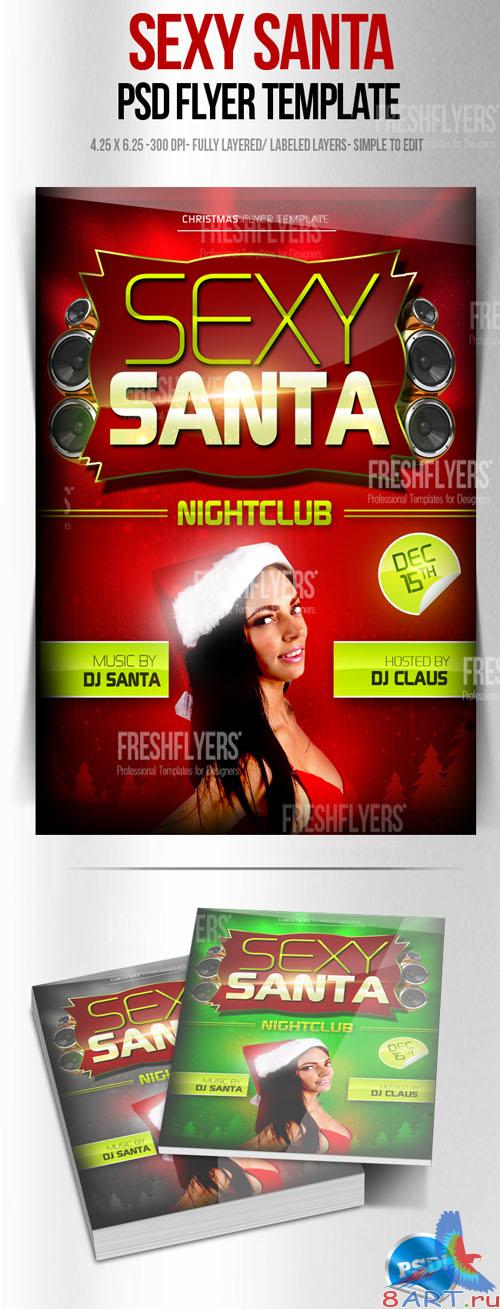 Sexy Santa Christmas Party Flyer/Poster PSD Template