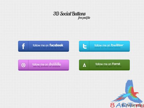 New 3D Social Buttons