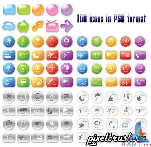 100 Icons -      PSD