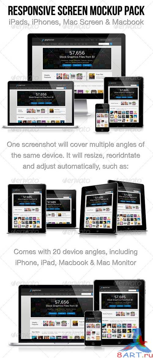 GraphicRiver Responsive Screen Mockup Pack