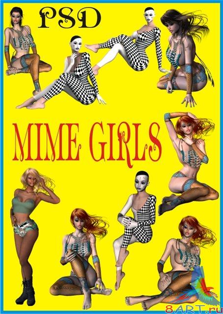 PSD clipart &quot;MIME GIRLS&quot;