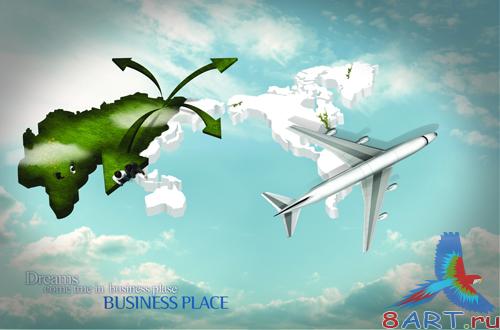 Sources - Plane flying over the countries Sources - Plane flying over the countries