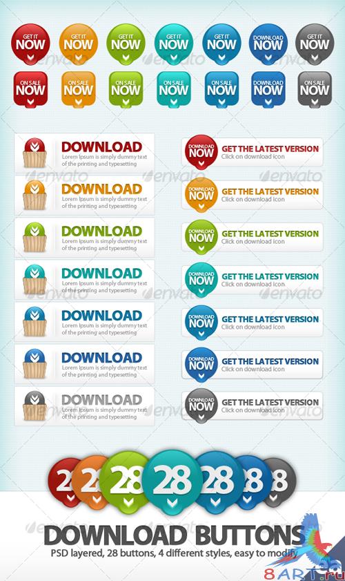 28 Download Buttons - GraphicRiver