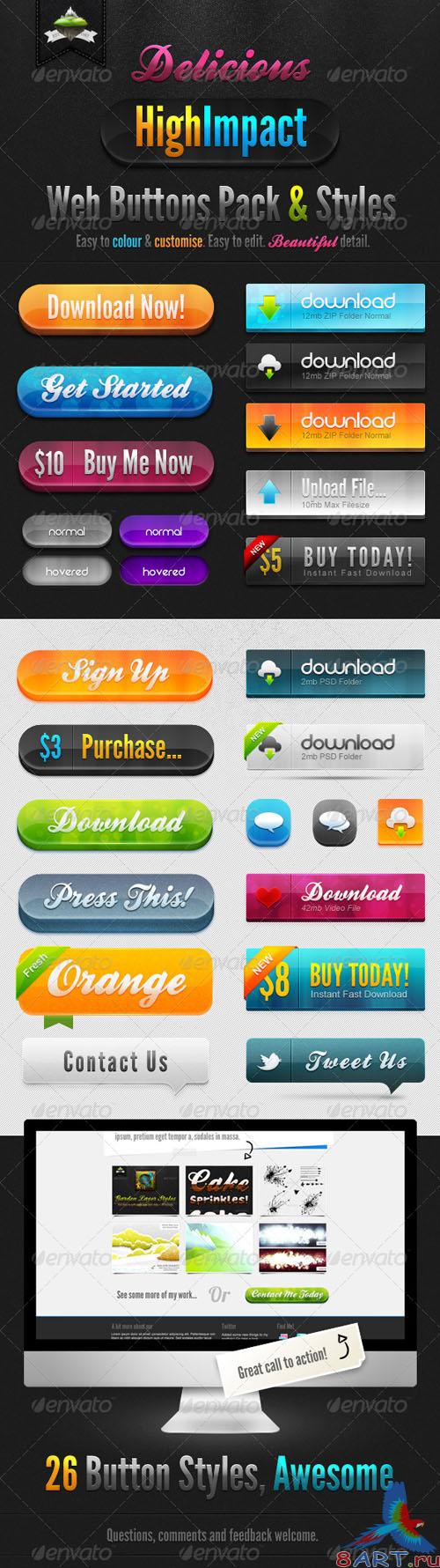 GraphicRiver - Delicious High Impact Web Buttons Pack & Styles GraphicRiver - Delicious High Impact Web Buttons Pack & Styles