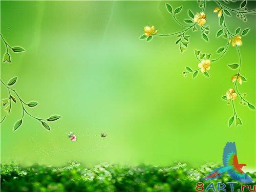 PSD - Green Floral Theme with Yellow Flowers