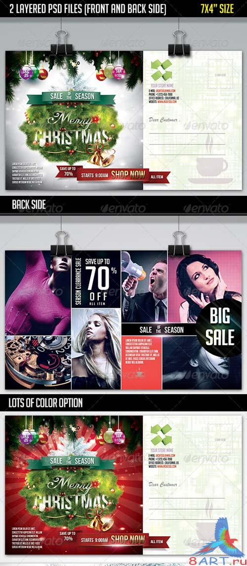 GraphicRiver Christmas Sale Postcard-Front & Back