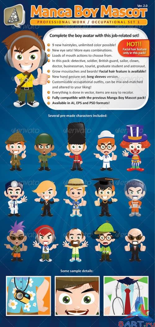 GraphicRiver Manga Boy Mascot Creation Kit - Occupational Set