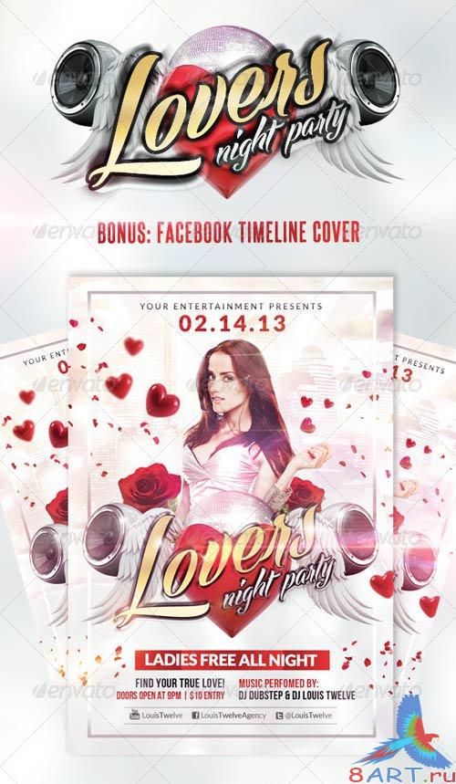 GraphicRiver Lovers Night / Valentine's Day | Flyer + Fb Cover