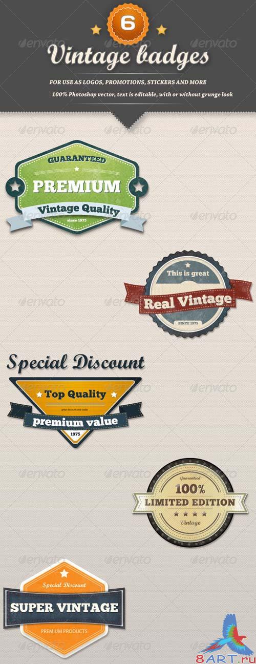 GraphicRiver 6 Retro Vintage Badges GraphicRiver 6 Retro Vintage Badges