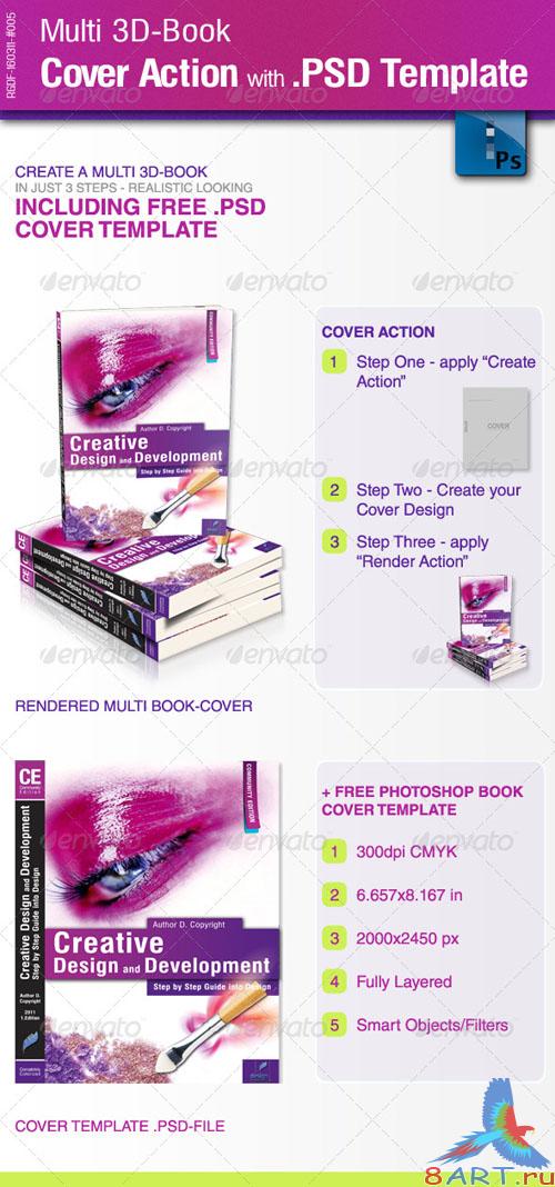 Multi 3D-Book Cover Action with PSD Template Multi 3D-Book Cover Action with PSD Template