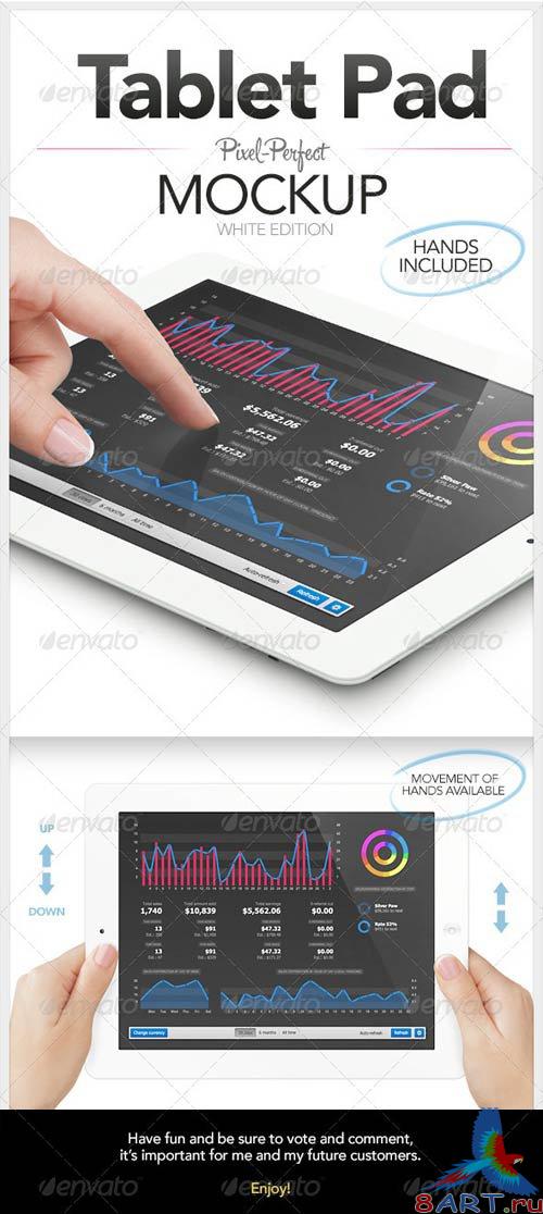 GraphicRiver Tablet Pad with Hands Mockup | White Edition