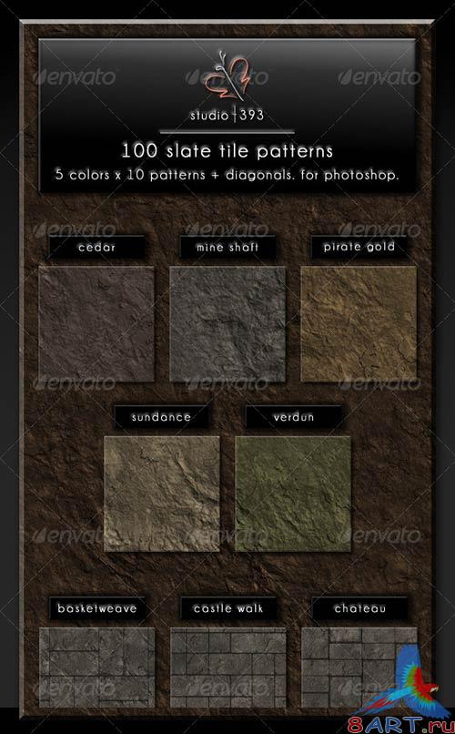 GraphicRiver 100 (5x10x2) Slate Paving Tile Patterns