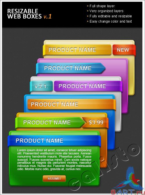 Web boxes / Featured Boxes in Various Colors, 6 st - GraphicRiver Web boxes / Featured Boxes in Various Colors, 6 st - GraphicRiver