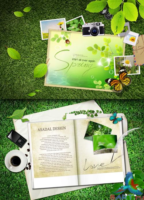 Phototemplates on the green grass Phototemplates on the green grass