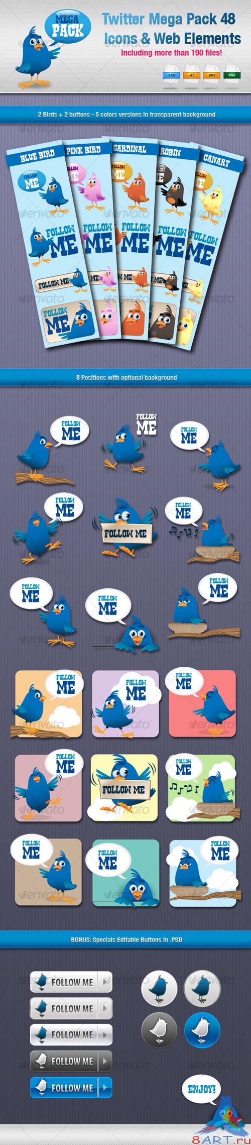 GraphicRiver - Twitter Mega Pack 48 Icons & Web Elements GraphicRiver - Twitter Mega Pack 48 Icons & Web Elements