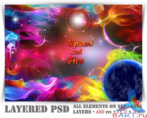 Многослойный PSD исходник Space Fire Многослойный PSD исходник Space Fire