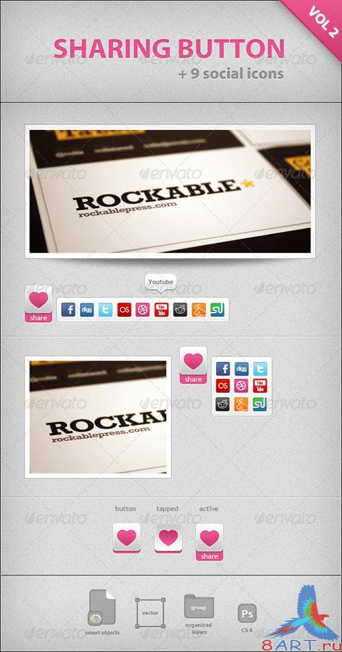 SHARING BUTTON + 9 social icons - GraphicRiver SHARING BUTTON + 9 social icons - GraphicRiver