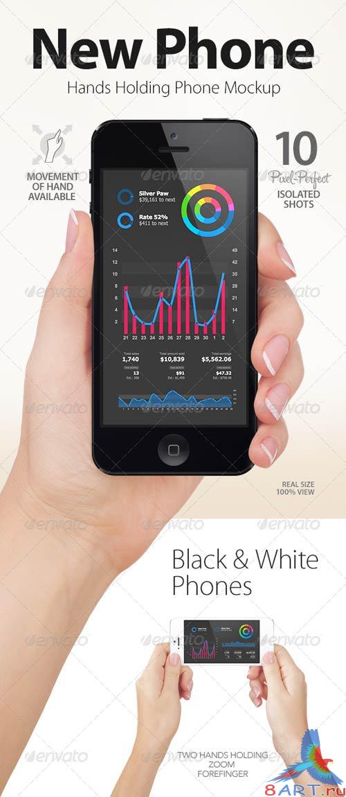 GraphicRiver Hands Holding Black and White Phones | App & UI Mockups