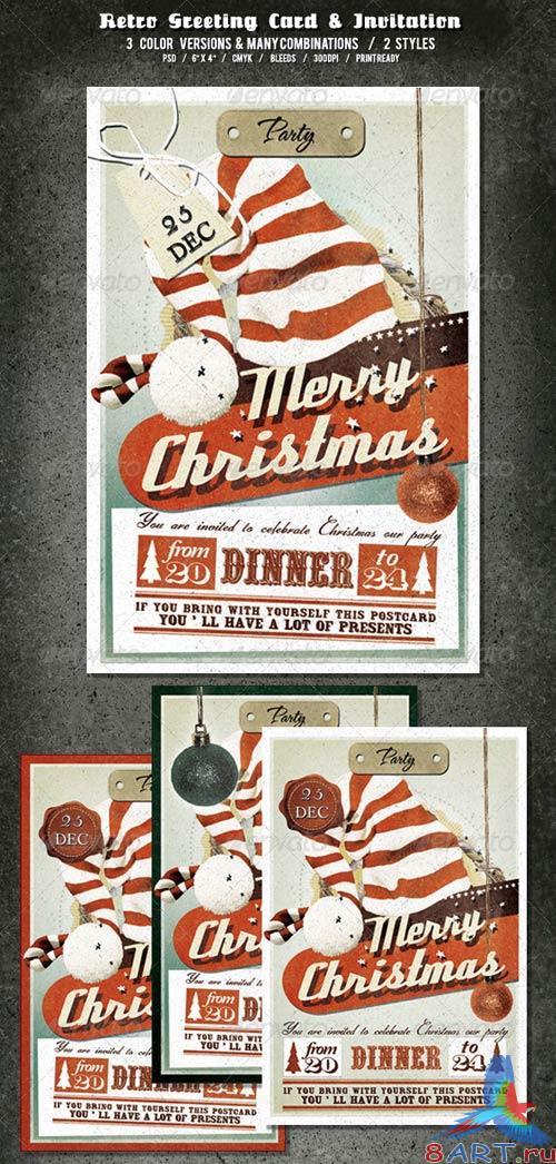 GraphicRiver Vintage Christmas Card & Invite