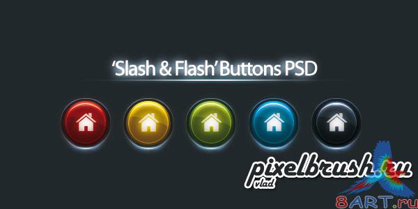 Slash and FLash Buttons -  (   Photoshop)