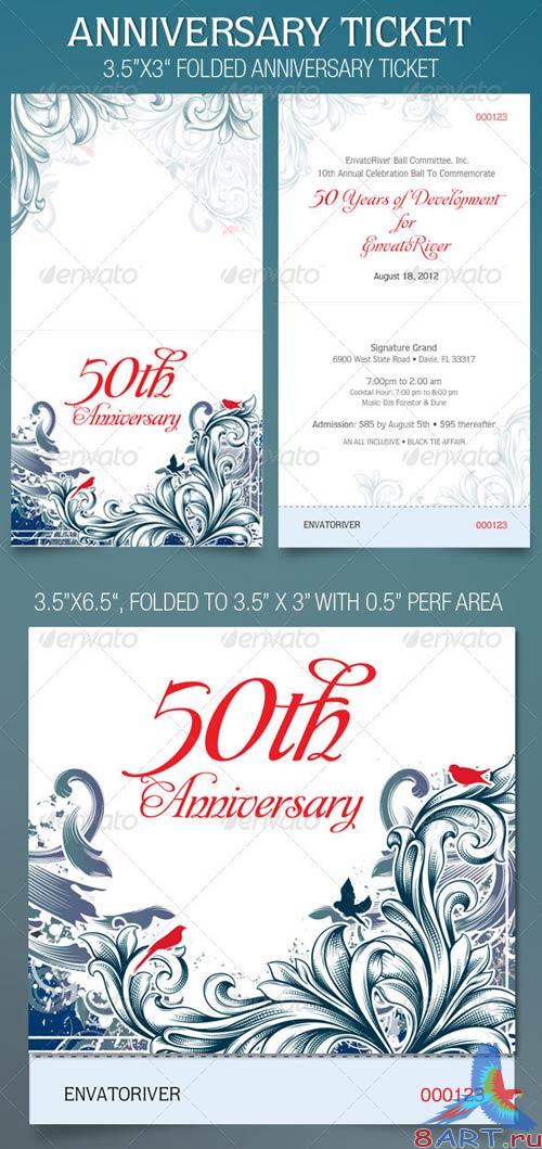 GraphicRiver Folded Anniversary Ticket Template