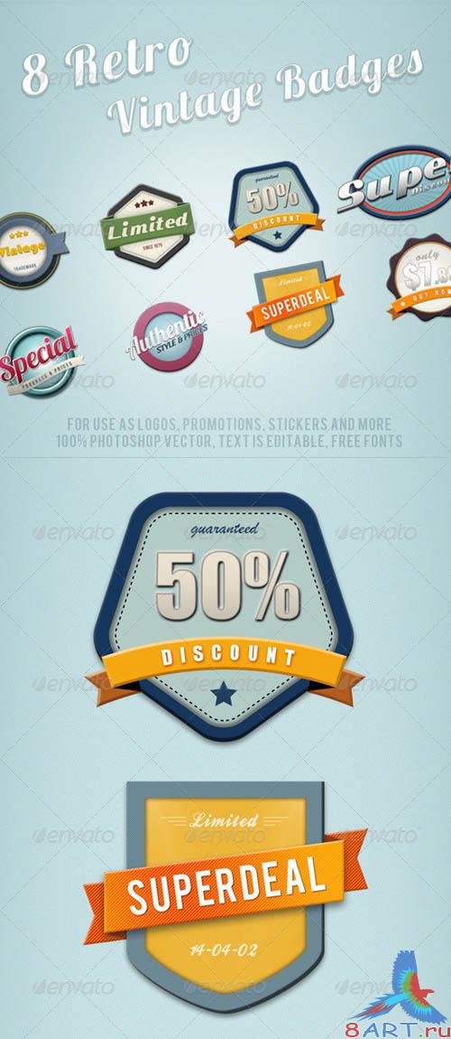 GraphicRiver 8 Retro Vintage Badges GraphicRiver 8 Retro Vintage Badges