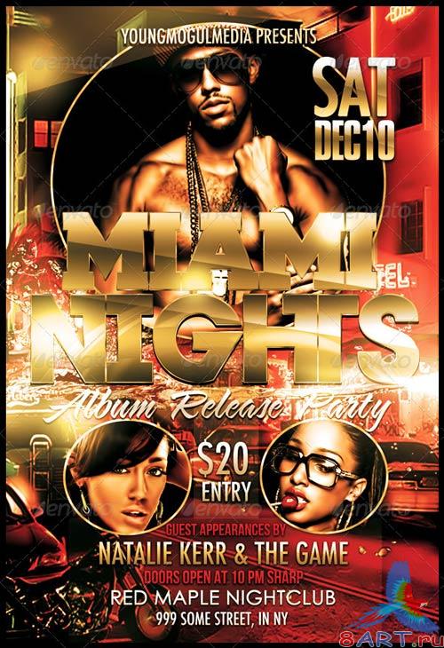 GraphicRiver Miami Nights Flyer and Mixtape