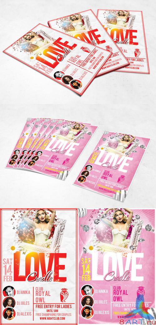 Love Cradle Valentine's Day Party Flyer/Poster PSD Template