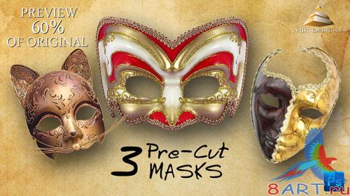 3 Carnaval Masks PSD Template