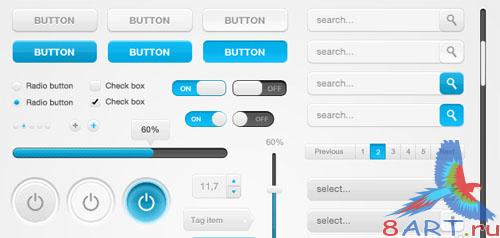 White and Blue Web Elements Pack White and Blue Web Elements Pack