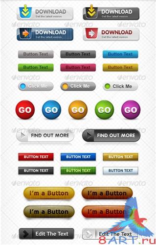 PSD  - Huge Button Pack