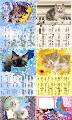 Calendars with cats for Adobe Photoshop