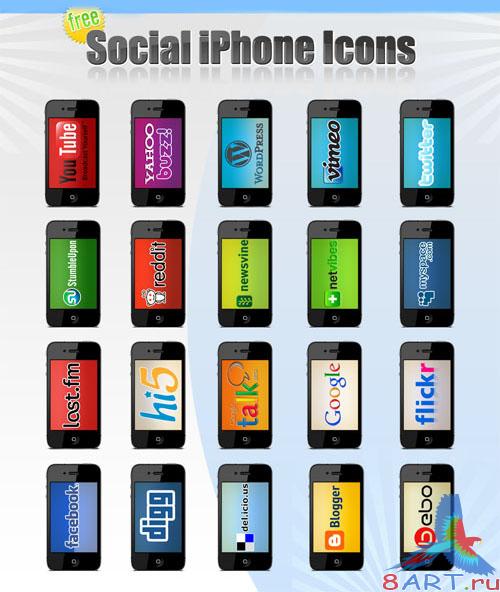PSD Template - Social iPhone Icons Set PSD Template - Social iPhone Icons Set
