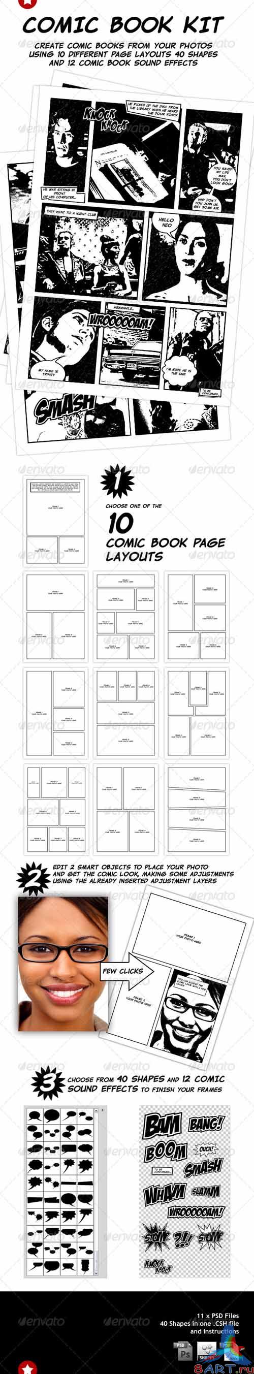 GraphicRiver Comic Book Creation Kit Black & White - REUPLOAD