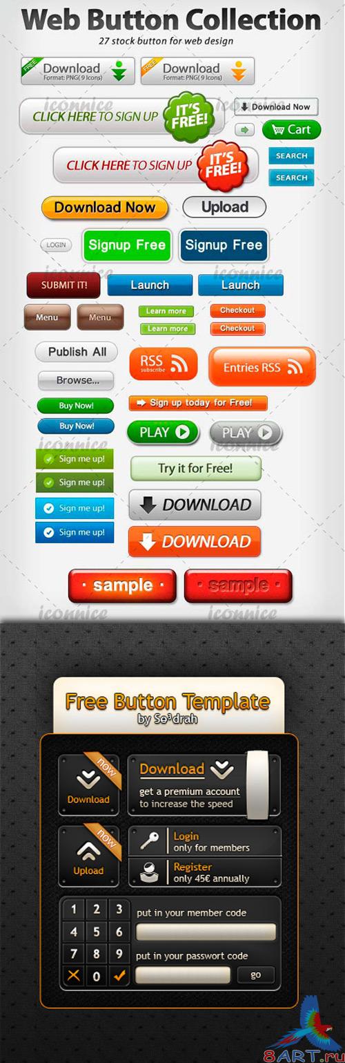 Web button collection (2 PSD)