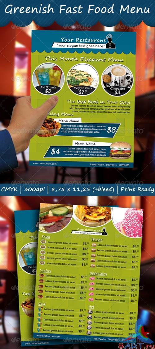 GraphicRiver Greenish Fast Food Menu