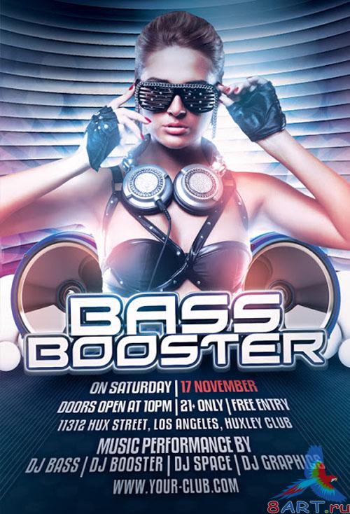 Bass Booster Party Flyer/Poster PSD Template