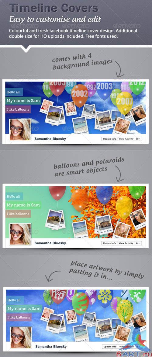GraphicRiver Timeline Cover - Balloons and Polaroids GraphicRiver Timeline Cover - Balloons and Polaroids