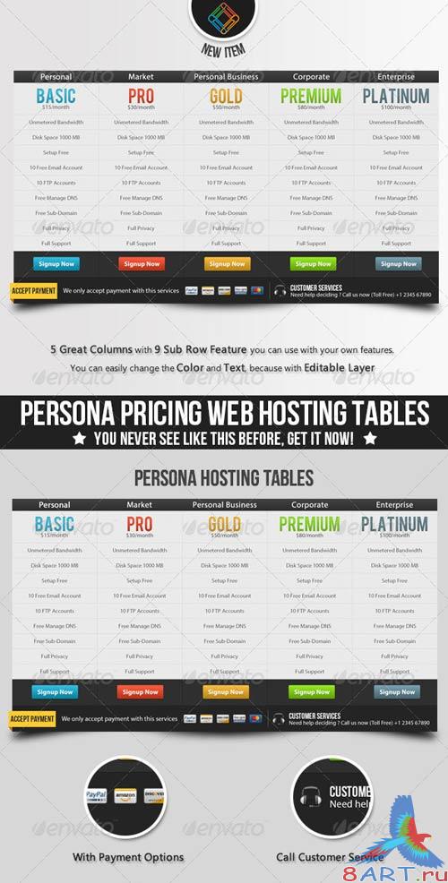 GraphicRiver Persona Pricing Web Hosting Tables