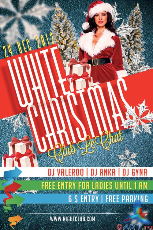 White Christmas Party Flyer/Poster PSD Template #2