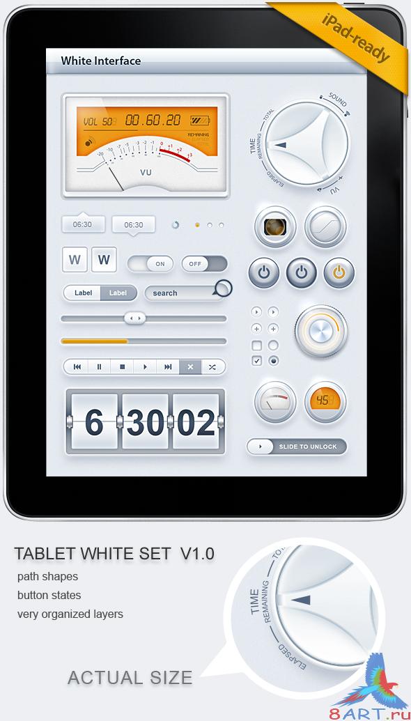 GraphicRiver - Tablet Phone User Interface White SET (    PSD)