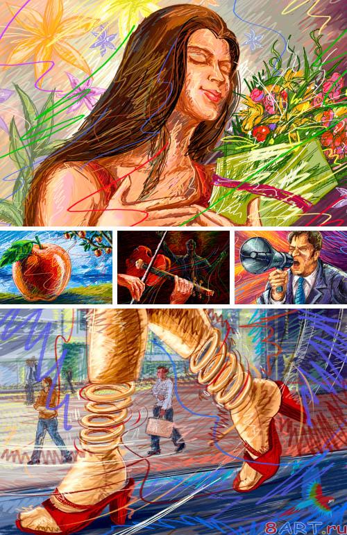 PSD Illustrations - Drawings briefly 13 PSD Illustrations - Drawings briefly 13